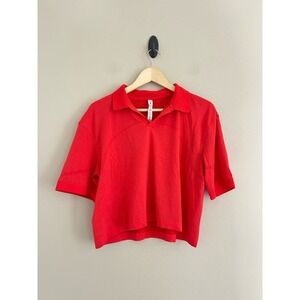 Lululemon Swiftly Tech Relaxed Fit Polo Shirt   Hot Heat/Red Glow  Top Size :12